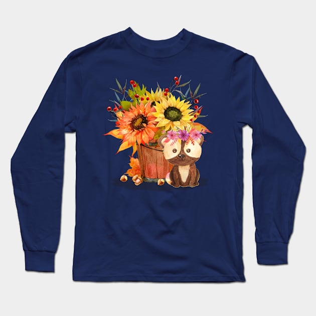 Little bear with a flower crown Long Sleeve T-Shirt by Athikan